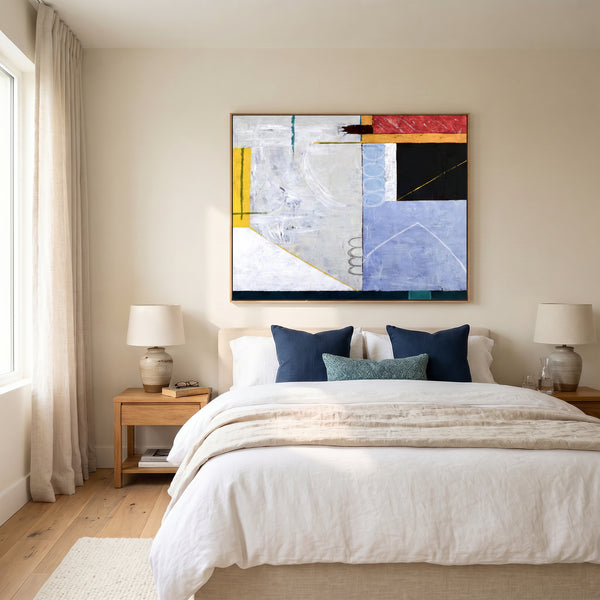 Bold Grey Abstract Wall Art — Modern Original Oil Painting, Textured Canvas — "Shade (Horizontal Ver.)"