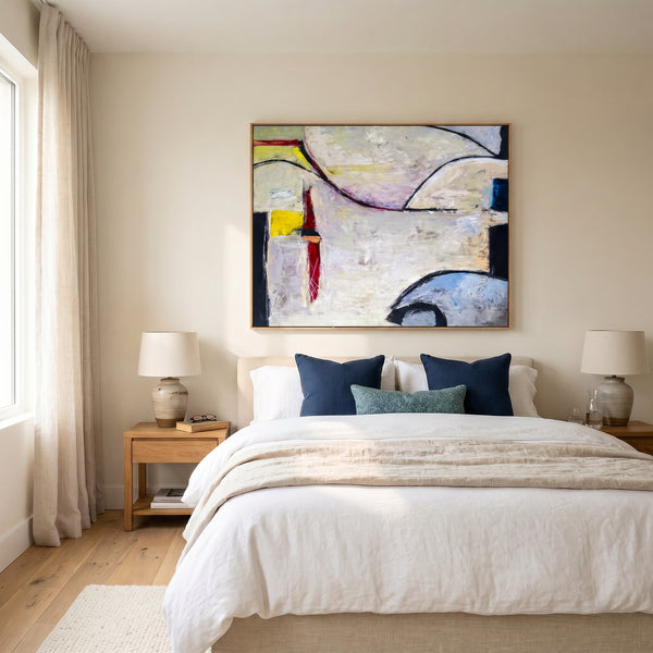 Abstract Wall Art — Large Modern Neutral Oil Painting, Textured Canvas Original — "No. 6 (Horizontal Ver.)"