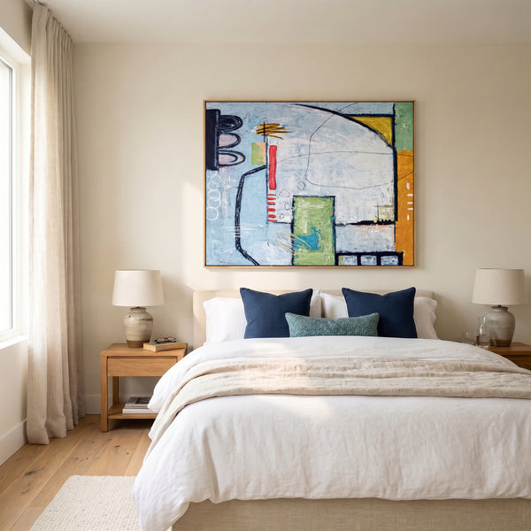 Moody Grey Abstract Wall Art — Large Original Oil Painting, Textured Canvas — "The Wait (Horizontal Ver.)"