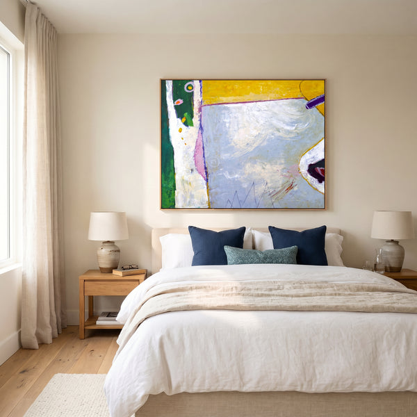 Vibrant Yellow Green Abstract Wall Art — Modern Original Oil Painting, Textured Canvas — "Your garden (Horizontal Ver.)"