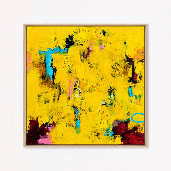Warm Yellow Modern Abstract Wall Art — Original Oil Painting, Textured Canvas — "Sensus Gelb II" (20"x20") (20"x20" | 51x51cm)