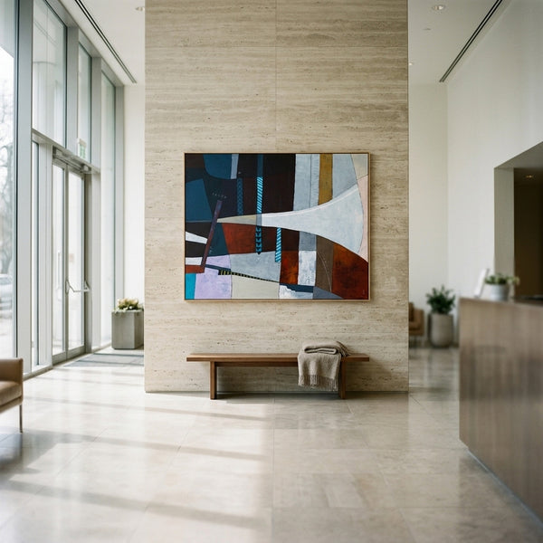 Moody Teal Abstract Wall Art — Original Acrylic Painting, Textured Canvas, Oversized Statement — "Locus Ille"