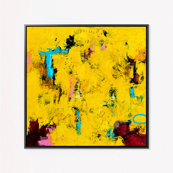 Warm Yellow Modern Abstract Wall Art — Original Oil Painting, Textured Canvas — "Sensus Gelb II" (20"x20") (20"x20" | 51x51cm)