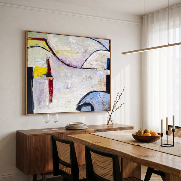 Abstract Wall Art — Large Modern Neutral Oil Painting, Textured Canvas Original — "No. 6 (Horizontal Ver.)"