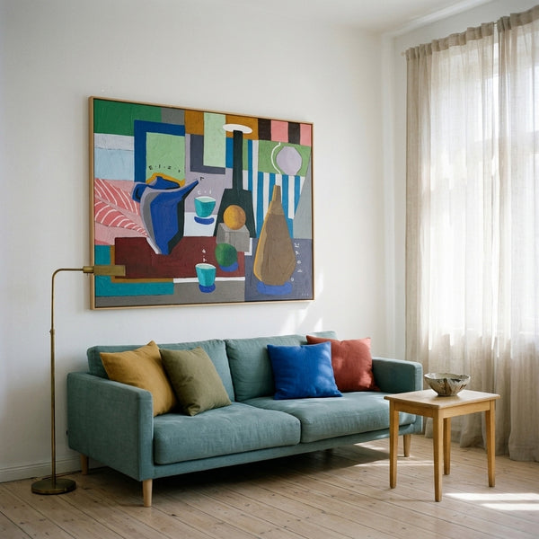 Moody Neutral Abstract Wall Art — Modern Original Acrylic Painting, Textured Canvas — "Ein Tisch III"