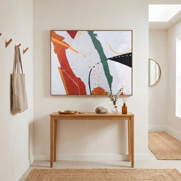 Bold Black Moody Abstract Wall Art — Original Oil Painting, Textured Canvas — "Black kite (Horizontal Ver.)"