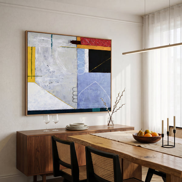 Bold Grey Abstract Wall Art — Modern Original Oil Painting, Textured Canvas — "Shade (Horizontal Ver.)"