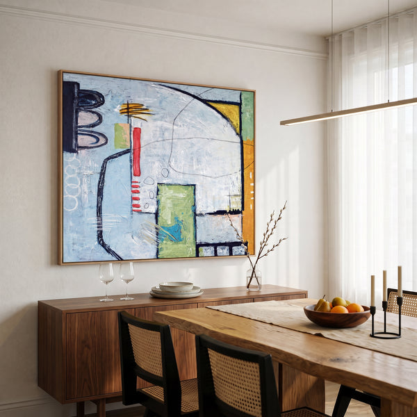 Moody Grey Abstract Wall Art — Large Original Oil Painting, Textured Canvas — "The Wait (Horizontal Ver.)"