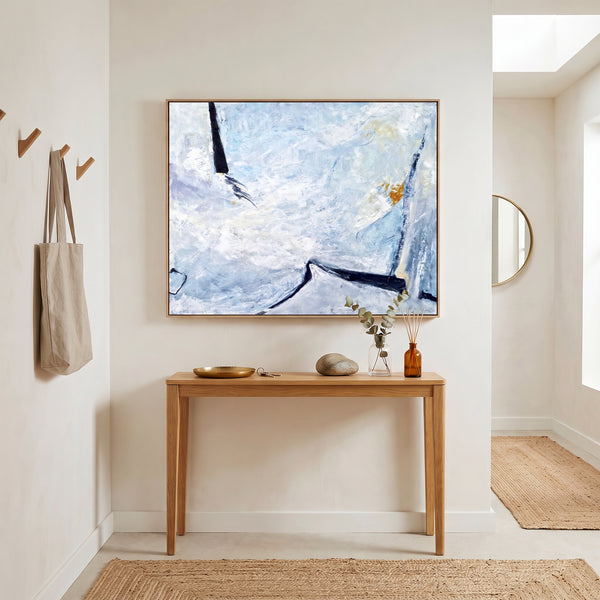 Moody Teal Abstract Wall Art — Original Oil Painting, Textured Canvas Statement — "Unspoken (Horizontal Ver.)"