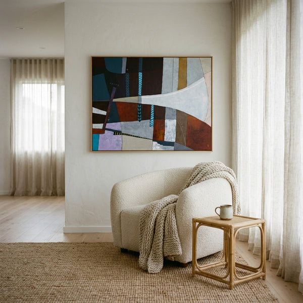 Moody Teal Abstract Wall Art — Original Acrylic Painting, Textured Canvas, Oversized Statement — "Locus Ille"