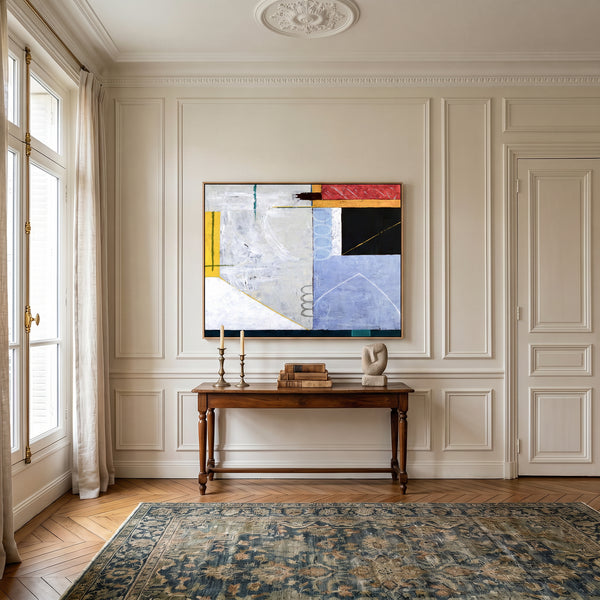 Bold Grey Abstract Wall Art — Modern Original Oil Painting, Textured Canvas — "Shade (Horizontal Ver.)"