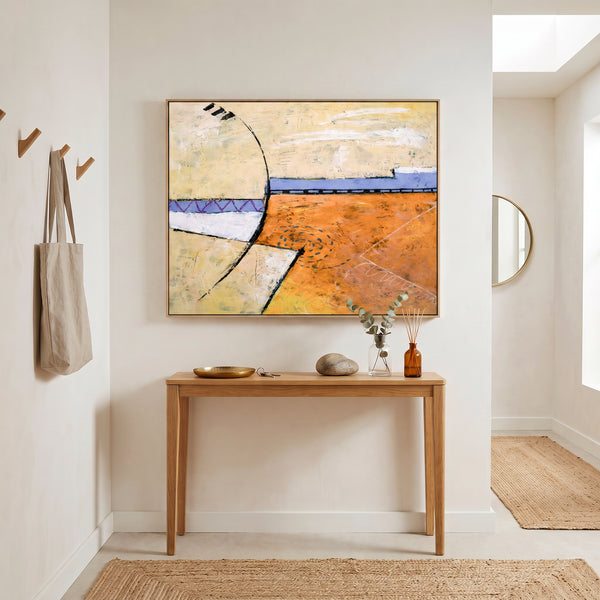 Bold Orange Modern Abstract Wall Art — Large Original Oil Painting, Textured Canvas — "Reception (Horizontal Ver.)"