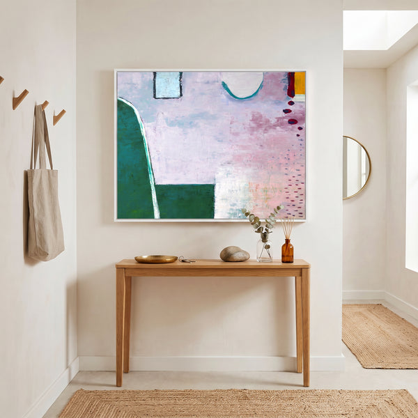 Pink Modern Abstract Wall Art — Large Original Oil Painting, Textured Canvas — "Purple sprinkle (Horizontal Ver.)"