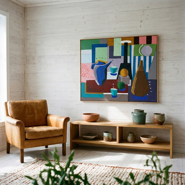 Moody Neutral Abstract Wall Art — Modern Original Acrylic Painting, Textured Canvas — "Ein Tisch III"
