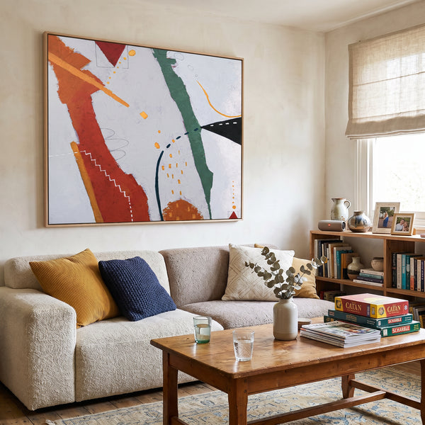 Bold Black Moody Abstract Wall Art — Original Oil Painting, Textured Canvas — "Black kite (Horizontal Ver.)"
