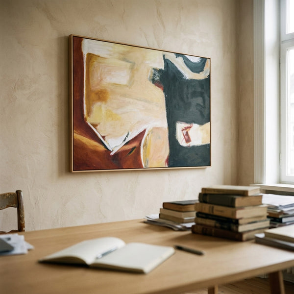 Large Moody Black Abstract Wall Art — Original Oil Painting, Textured Canvas — "In that manner (Horizontal Ver.)"