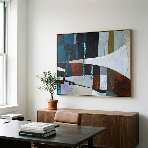 Moody Teal Abstract Wall Art — Original Acrylic Painting, Textured Canvas, Oversized Statement — "Locus Ille"