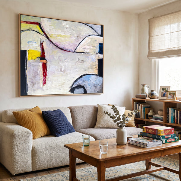 Abstract Wall Art — Large Modern Neutral Oil Painting, Textured Canvas Original — "No. 6 (Horizontal Ver.)"