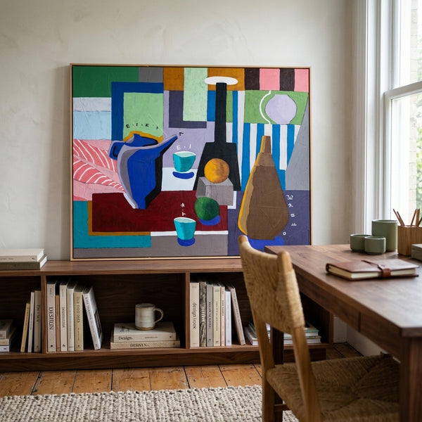 Moody Neutral Abstract Wall Art — Modern Original Acrylic Painting, Textured Canvas — "Ein Tisch III"