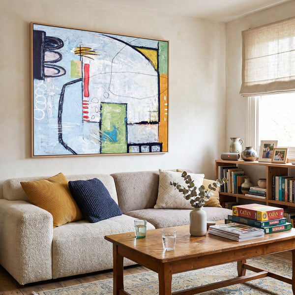 Moody Grey Abstract Wall Art — Large Original Oil Painting, Textured Canvas — "The Wait (Horizontal Ver.)"