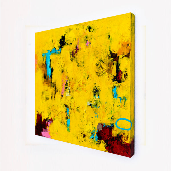 Warm Yellow Modern Abstract Wall Art — Original Oil Painting, Textured Canvas — "Sensus Gelb II" (20"x20") (20"x20" | 51x51cm)