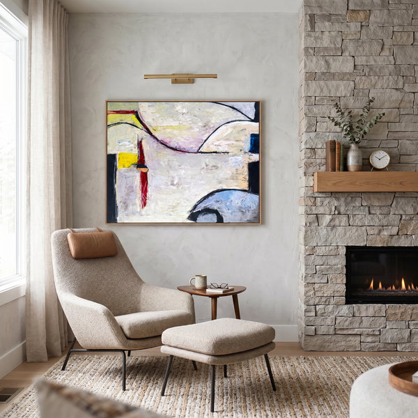 Abstract Wall Art — Large Modern Neutral Oil Painting, Textured Canvas Original — "No. 6 (Horizontal Ver.)"