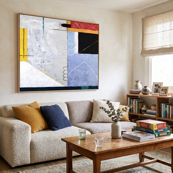 Bold Grey Abstract Wall Art — Modern Original Oil Painting, Textured Canvas — "Shade (Horizontal Ver.)"