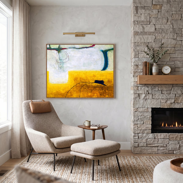Vibrant Yellow Abstract Wall Art — Large Original Oil Painting, Textured Canvas — "The fourth (Horizontal Ver.)"
