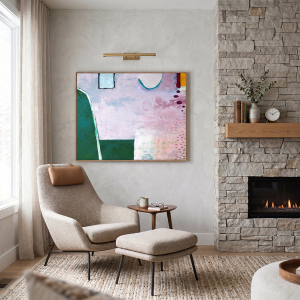 Pink Modern Abstract Wall Art — Large Original Oil Painting, Textured Canvas — "Purple sprinkle (Horizontal Ver.)"