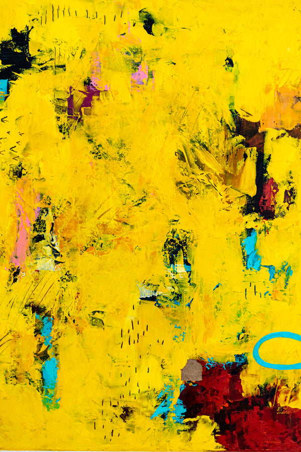 Warm Yellow Modern Abstract Wall Art — Original Oil Painting, Textured Canvas — "Sensus Gelb II" (20"x20") (20"x20" | 51x51cm)