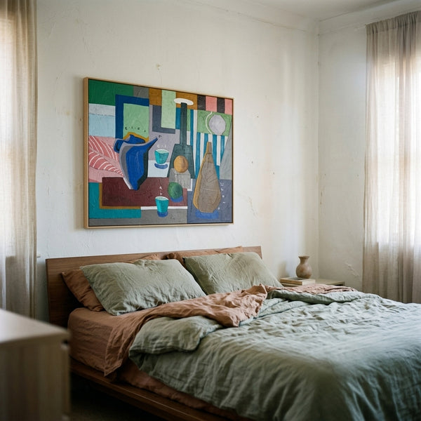 Moody Neutral Abstract Wall Art — Modern Original Acrylic Painting, Textured Canvas — "Ein Tisch III"