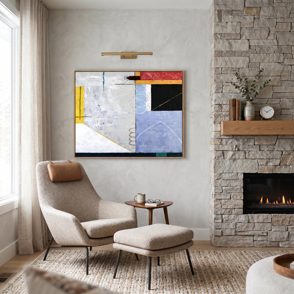 Bold Grey Abstract Wall Art — Modern Original Oil Painting, Textured Canvas — "Shade (Horizontal Ver.)"