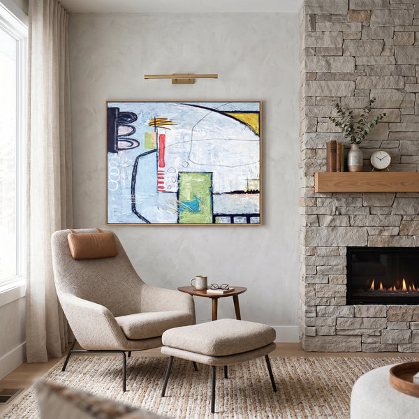 Moody Grey Abstract Wall Art — Large Original Oil Painting, Textured Canvas — "The Wait (Horizontal Ver.)"