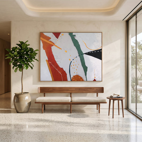 Bold Black Moody Abstract Wall Art — Original Oil Painting, Textured Canvas — "Black kite (Horizontal Ver.)"
