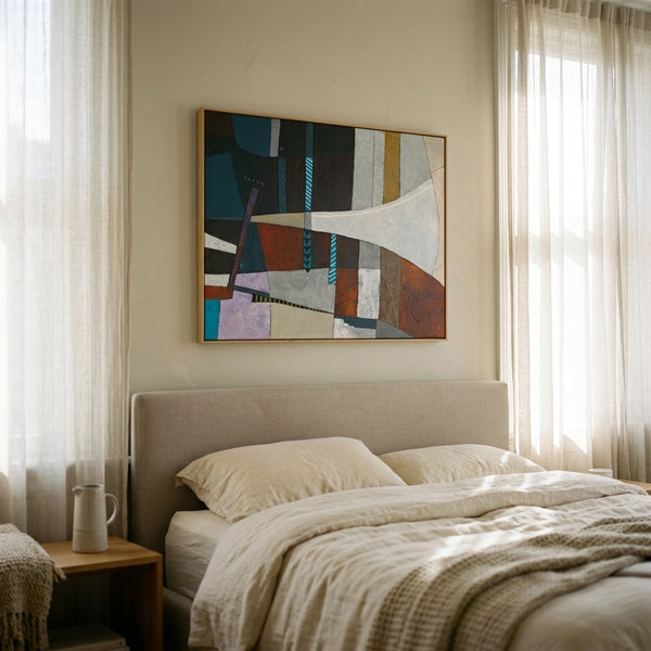 Moody Teal Abstract Wall Art — Original Acrylic Painting, Textured Canvas, Oversized Statement — "Locus Ille"