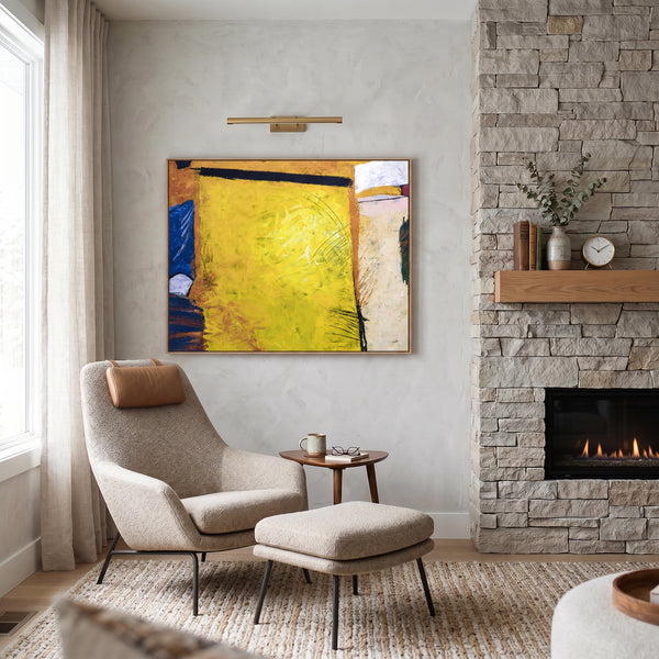 Vibrant Yellow Modern Abstract Wall Art — Large Original Oil Painting, Textured Canvas — "Sunshine (Horizontal Ver.)"