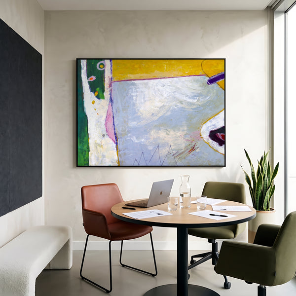 Vibrant Yellow Green Abstract Wall Art — Modern Original Oil Painting, Textured Canvas — "Your garden (Horizontal Ver.)"