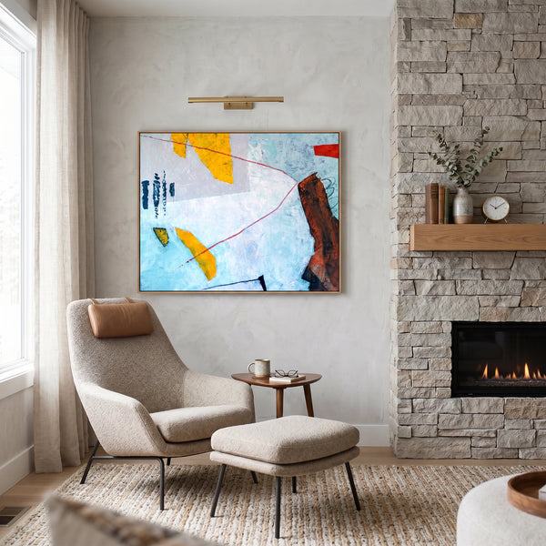 Abstract Wall Art Large Blue Modern Original Oil Painting, Textured Canvas — "Tale II (Horizontal Ver.)"