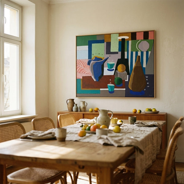 Moody Neutral Abstract Wall Art — Modern Original Acrylic Painting, Textured Canvas — "Ein Tisch III"