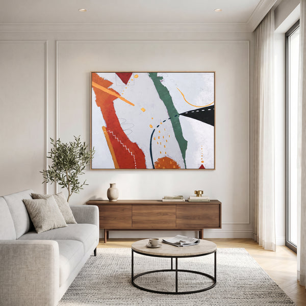 Bold Black Moody Abstract Wall Art — Original Oil Painting, Textured Canvas — "Black kite (Horizontal Ver.)"