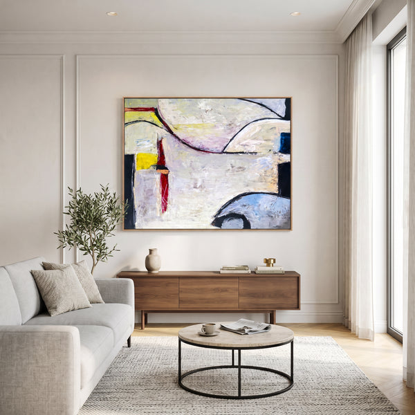 Abstract Wall Art — Large Modern Neutral Oil Painting, Textured Canvas Original — "No. 6 (Horizontal Ver.)"