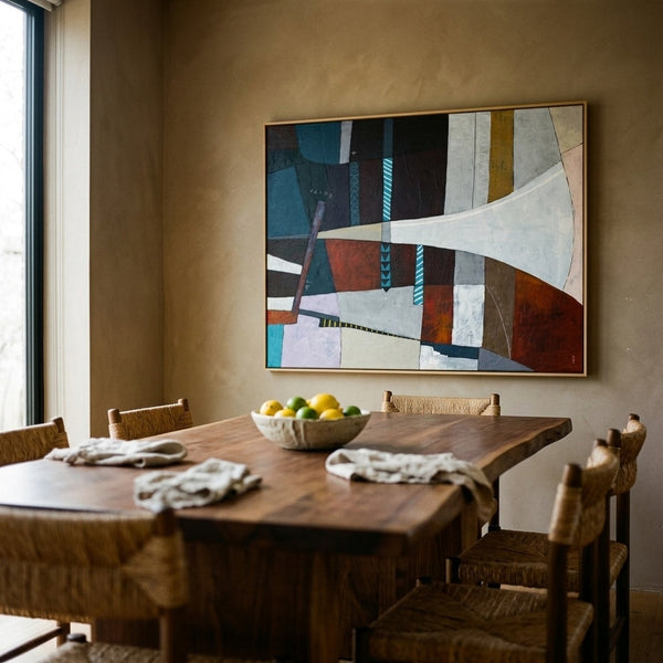 Moody Teal Abstract Wall Art — Original Acrylic Painting, Textured Canvas, Oversized Statement — "Locus Ille"