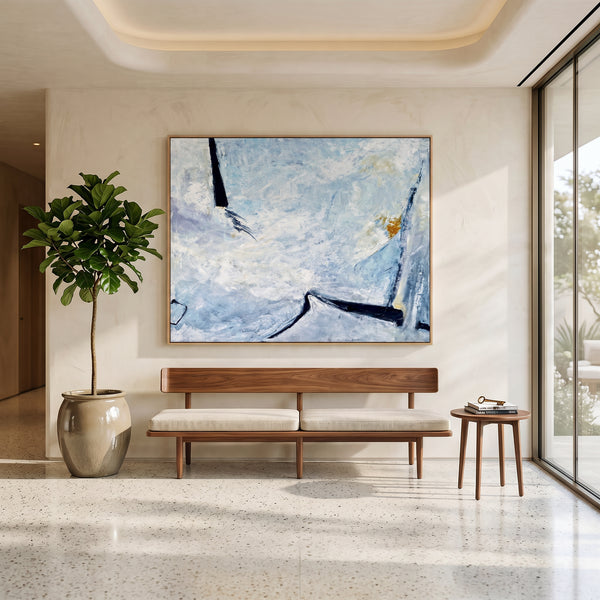 Moody Teal Abstract Wall Art — Original Oil Painting, Textured Canvas Statement — "Unspoken (Horizontal Ver.)"