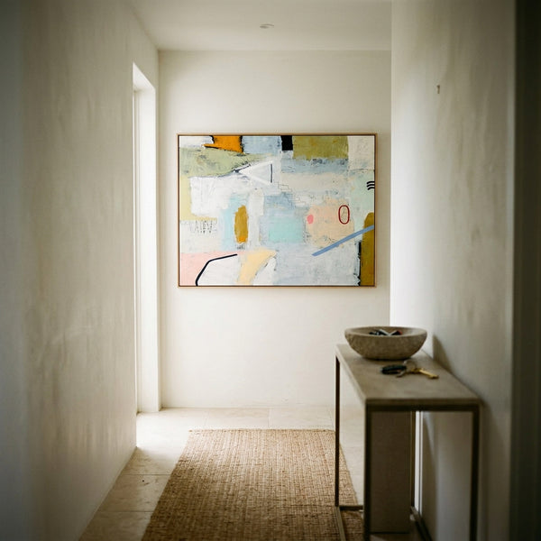 Serene Neutral Modern Abstract Wall Art — Large Original Oil Painting, Textured Canvas — "Daydream of Wednesday (Horizontal Ver.)"