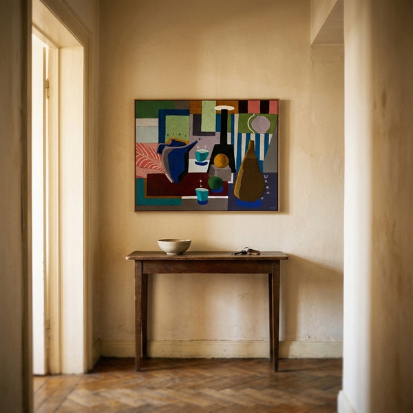 Moody Neutral Abstract Wall Art — Modern Original Acrylic Painting, Textured Canvas — "Ein Tisch III"