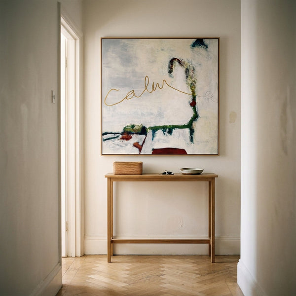 Serene White Minimalist Abstract Wall Art — Original Oil Painting, Textured Canvas — "Calm (Square Ver.)"