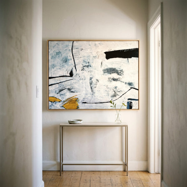 Large Neutral Minimalist Abstract Wall Art — Original Oil Painting, Textured Canvas — "Independent variable (Horizontal Ver.)"