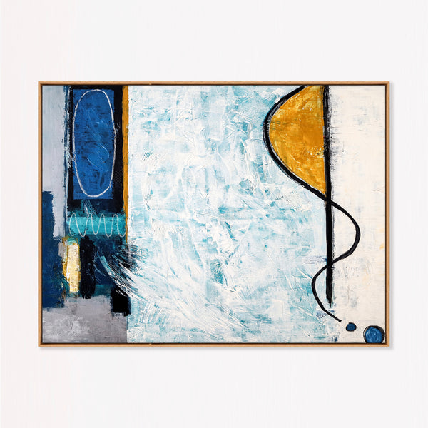 Abstract Wall Art — Serene Blue Modern Original Oil Painting, Textured Canvas Statement — "Pool (Horizontal Ver.)"