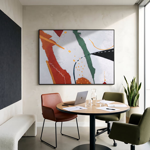 Bold Black Moody Abstract Wall Art — Original Oil Painting, Textured Canvas — "Black kite (Horizontal Ver.)"
