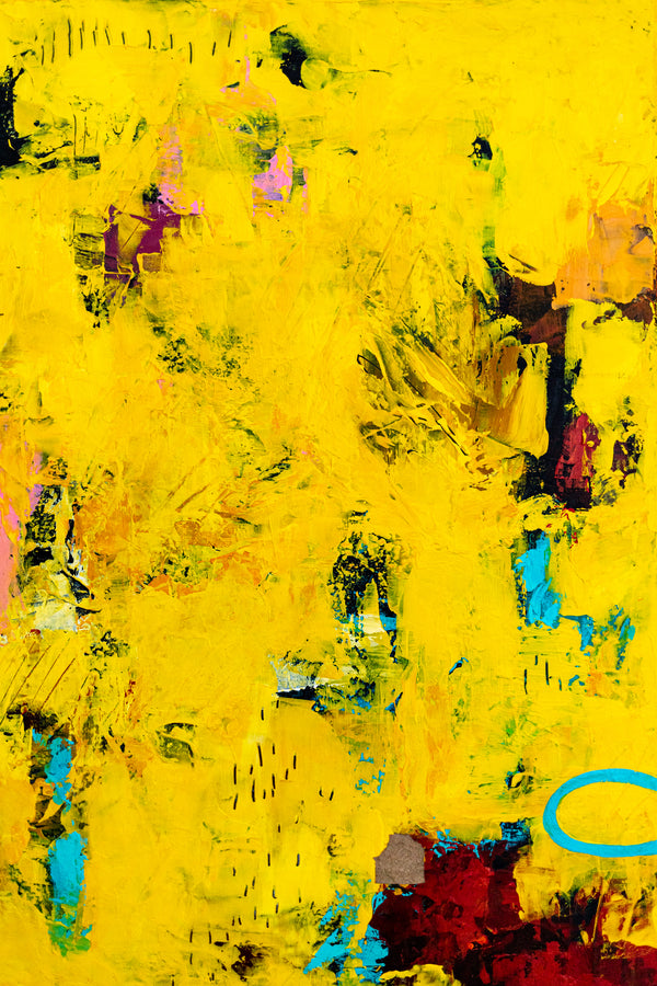 Warm Yellow Modern Abstract Wall Art — Original Oil Painting, Textured Canvas — "Sensus Gelb II" (20"x20") (20"x20" | 51x51cm)